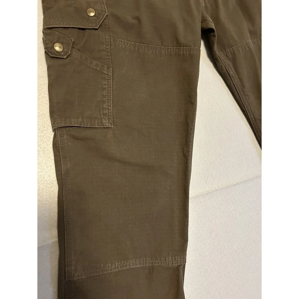 Carhartt Relax Fit Cargo Pants Brown Canvas Ripstop Double Knee Work Wear 42x32
